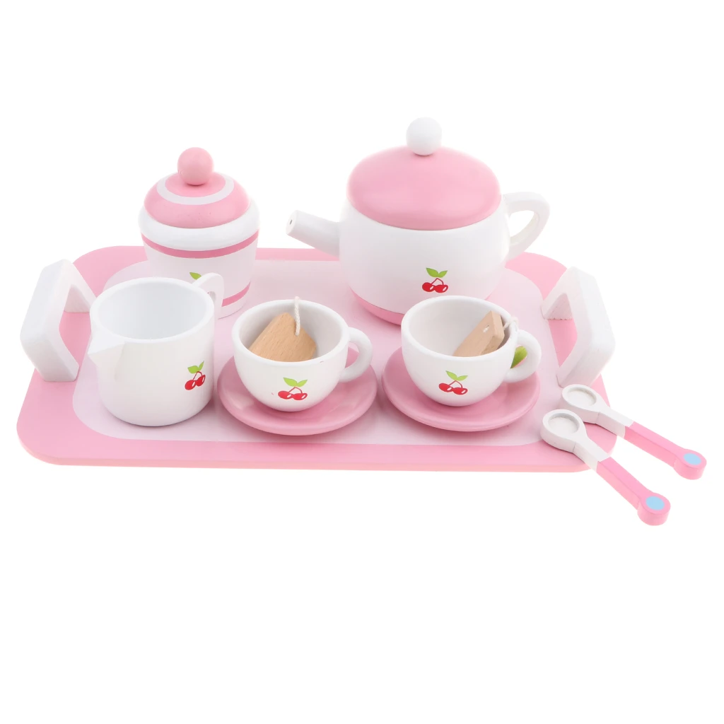 pink wooden tea set