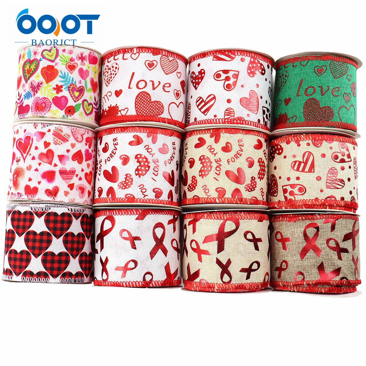 Valentine Love Festive Cute Cartoon Wired Edge Lron Wire Edge Ribbon 63MM  5Yards 221211-1 Party DIY Bow Cap Decoration Materials