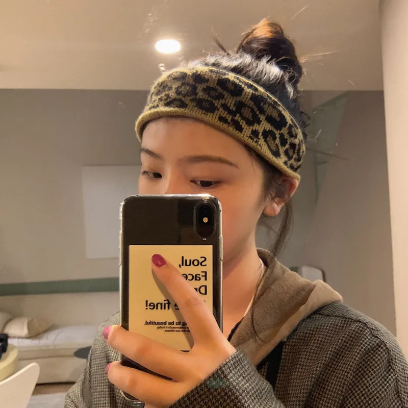 

2020 New Fashion vintage Winter Warmer Headbands For Women Leopard Turban Crochet Wide Chic Hair Styling Accessories