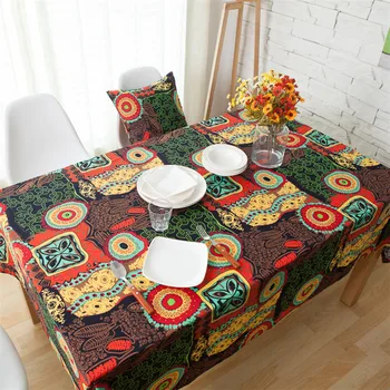 

Rectangular Tablecloth Tableware Geometric Bohemian Dining Table Cloth Cotton Linen Multi Sizes Table Cover Home Decoration L