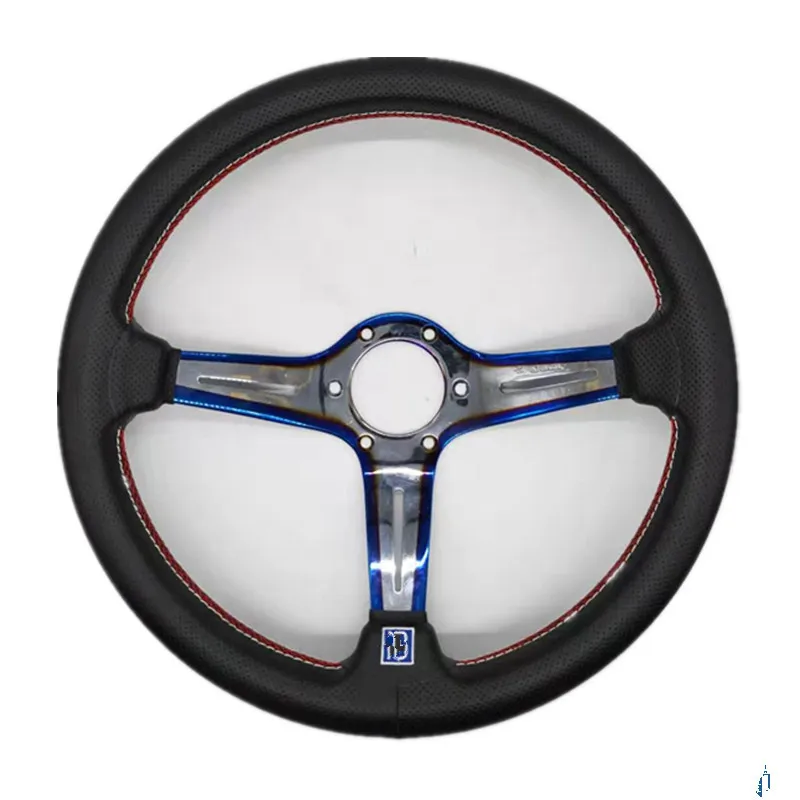 SPSLD 14 дюймов 350 мм Глубокий Корн Дрифтинг выпечки синий руль/замшевое рулевое колесо с кожаной оплеткой