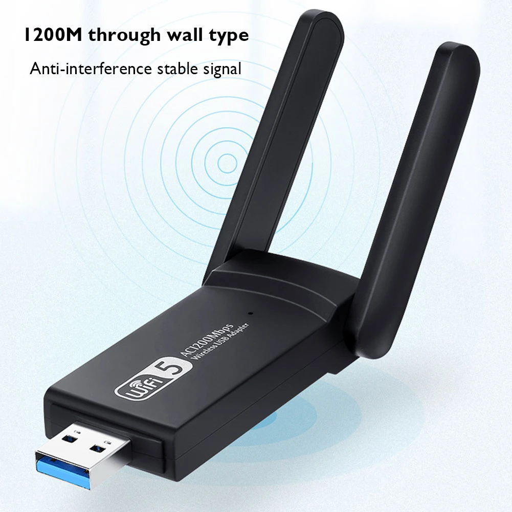 Adaptador WiFi USB 3,0, de red inalámbrica de 1200Mbps, 802,11 CA, con antena giratoria para y de red| - AliExpress