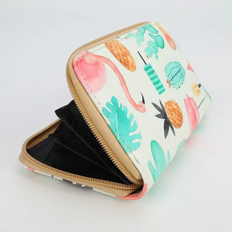 Fashion Woman Wallet Fruit Yellow Animal Pattern Long Wallets White Pink Color Money Bags Cute Pocket Practical Purse