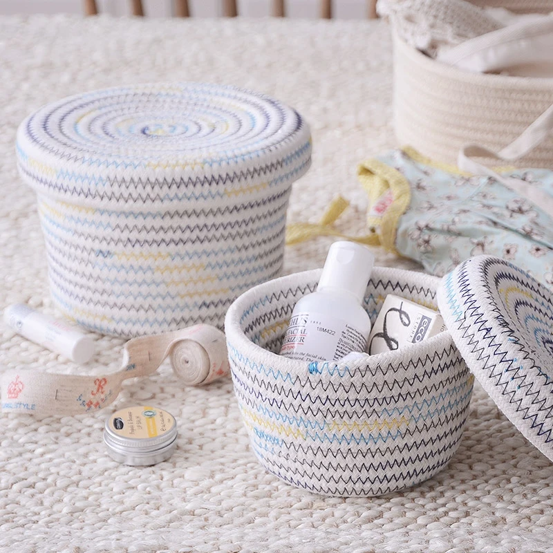 

Japan Style Cotton Thread Storage Basket with Cover Multi-Use Storage Box for Jewelry/Sundries/Cosmetics Table Organizer