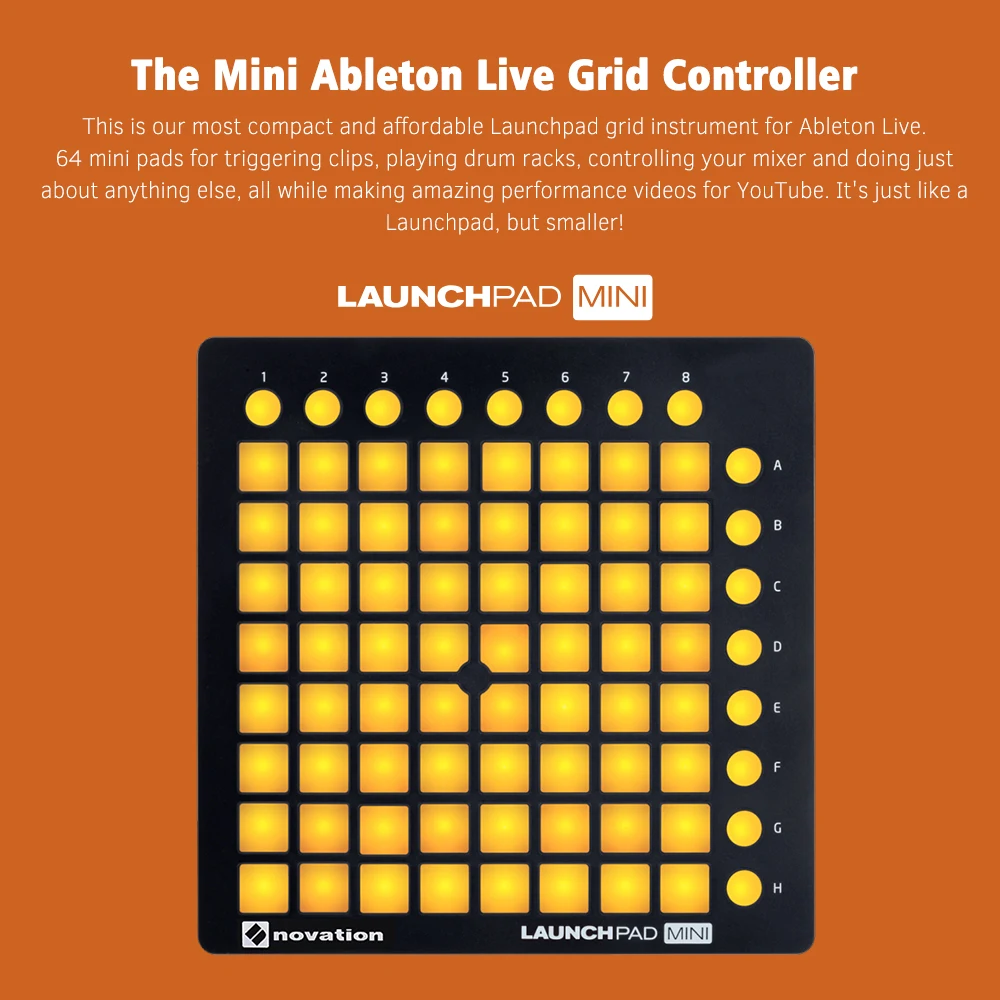LAUNCHPAD MINI Ultra-compact USB MIDI Drum Pad control ler для Ableton Live 64 колодки с подсветкой 16 кнопок управления с usb-кабелем