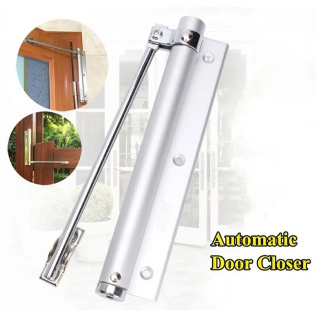 Adjustable Door Automatic Closer Aluminum Alloy Automatic Door Spring Silver Tone Intensity Suitable For Fire 40 kg
