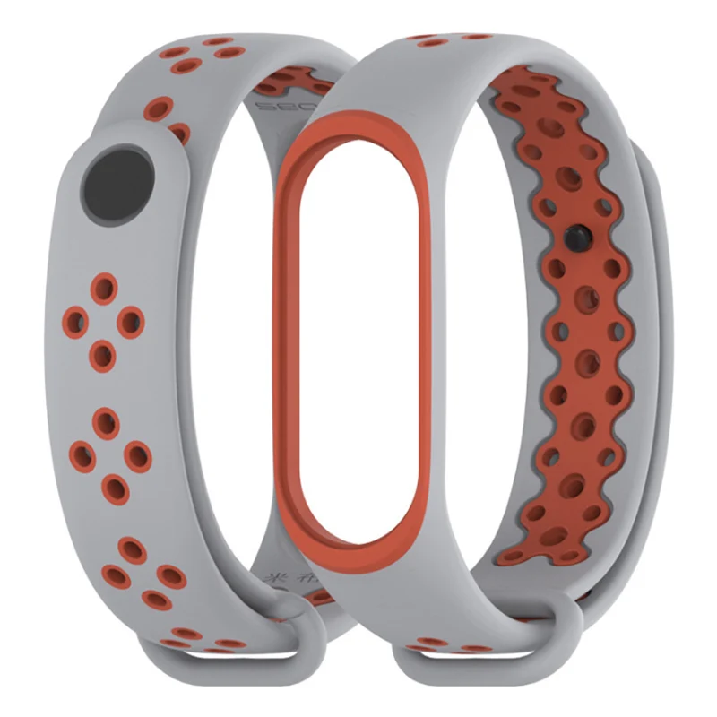 Gray with orange Mi jobs mi Band 4 Pulseira силиконовый ремешок спортивный модный браслет ремень для Xiaomi mi 4 3 ремешка Correa mi Band 3 Аксессуары - Цвет: Gray with orange