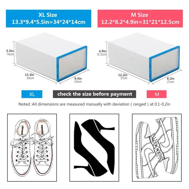 6pcs Transparent Shoe Box Shoes Organizers Plastic Thickened Foldable Dustproof Storage Box Stackable Combined Shoe Cabinet Sale 3