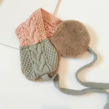 Осенне-зимний вязаный детский шарф с двойным использованием, наушники в Корейском стиле, однотонный шарф с кольцом для мальчиков и девочек, 48