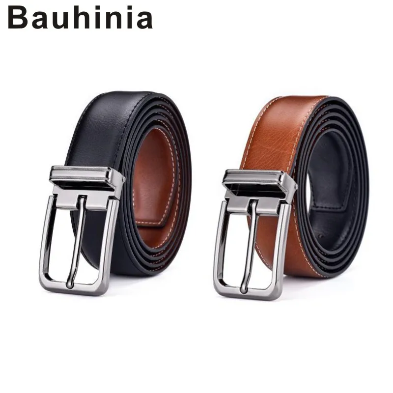 

Bauhinia brand leather belt double-sided use business men retro casual all-match alloy pin buckle leather belt