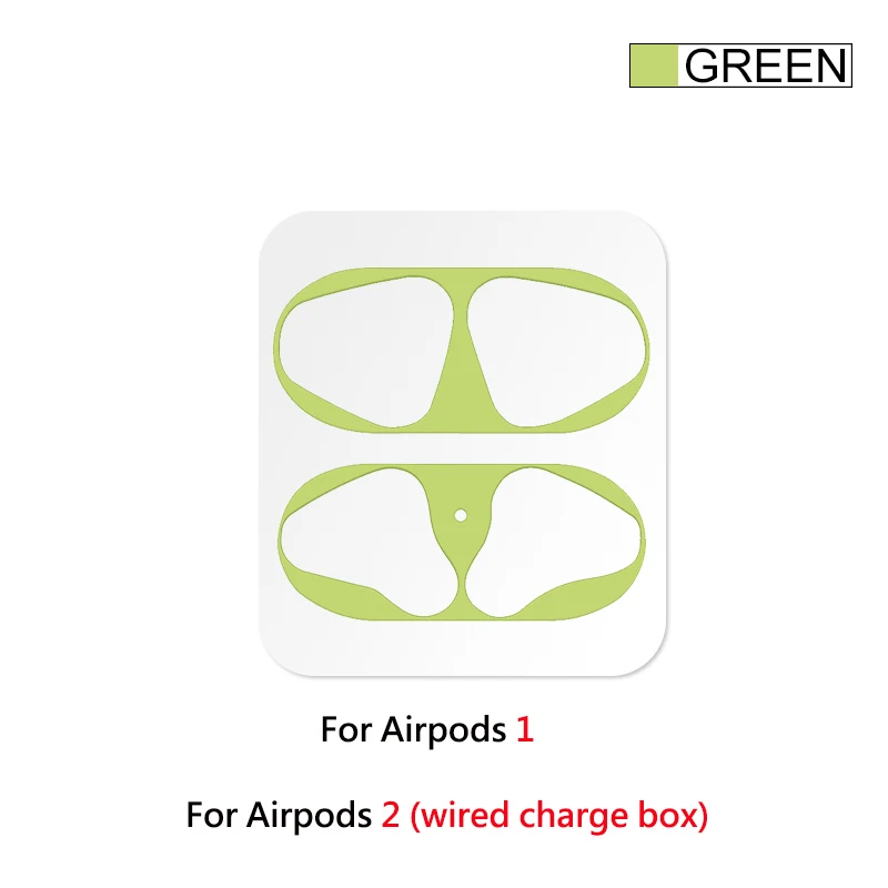 Цветной защитный чехол-наклейка, Пыленепроницаемый Чехол для Apple Airpods 1 2, чехол для зарядки, ультратонкая металлическая пленка - Цвет: green1