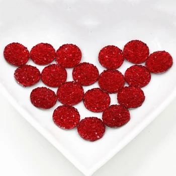 

New Fashion 40pcs 12mm Red Color Flat Back Resin Flower Cabochons Cameo G4-32