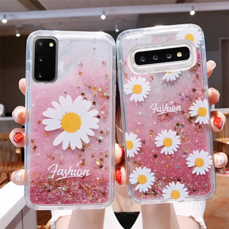 Жидкий зыбучий песок силиконовый чехол для Samsung S20Ultra Note10lite2020 милый Блестящий