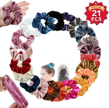 

Lvcky 21 Colors Hair Scrunchies Satin Elastic Ties Hair Bands Scrunchy Vintage Ponytail Holder Headbands for Girls