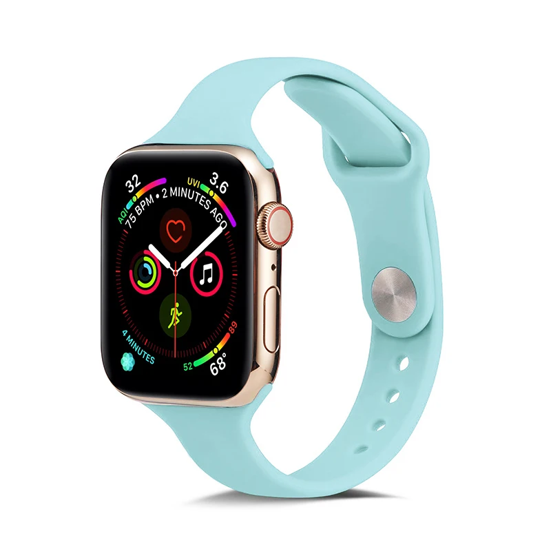 Мягкий тонкий силиконовый спортивный ремешок для Apple Watch 5 4 3 2 1 38 мм 42 мм, резиновый ремешок для часов Iwatch series 5 4 40 мм 44 мм - Цвет ремешка: 02 Green