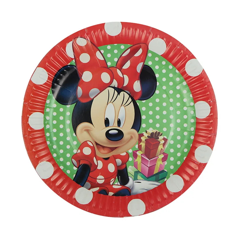 Red Minnie Mouse Party Plates Cups Banners Disposable Tableware Girl Birthday Foil Ballon Party Decorations Party Supplies