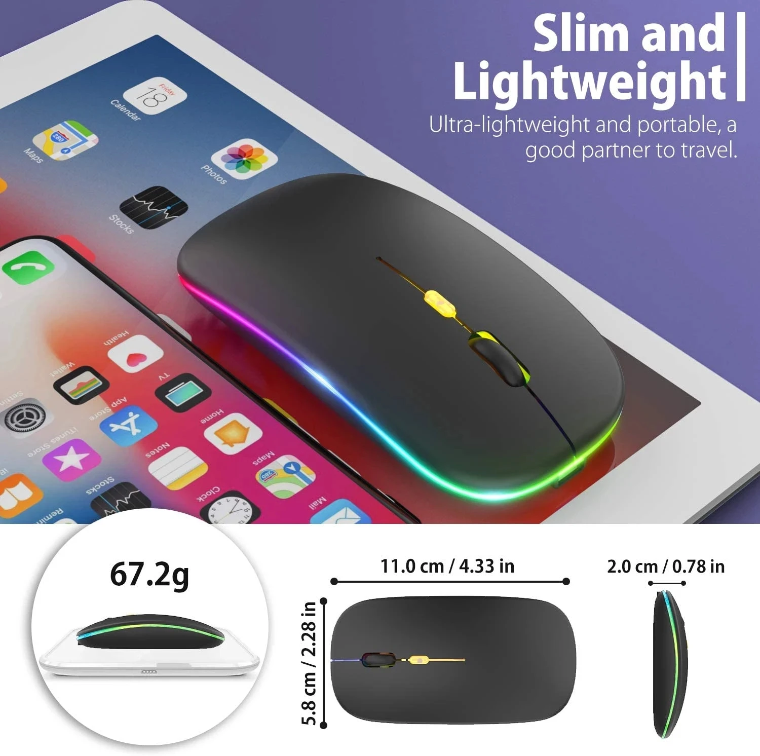 New Bluetooth dual-mode wireless mouse charging mouse wireless computer mute LED backlit game office mouse laptop accessories