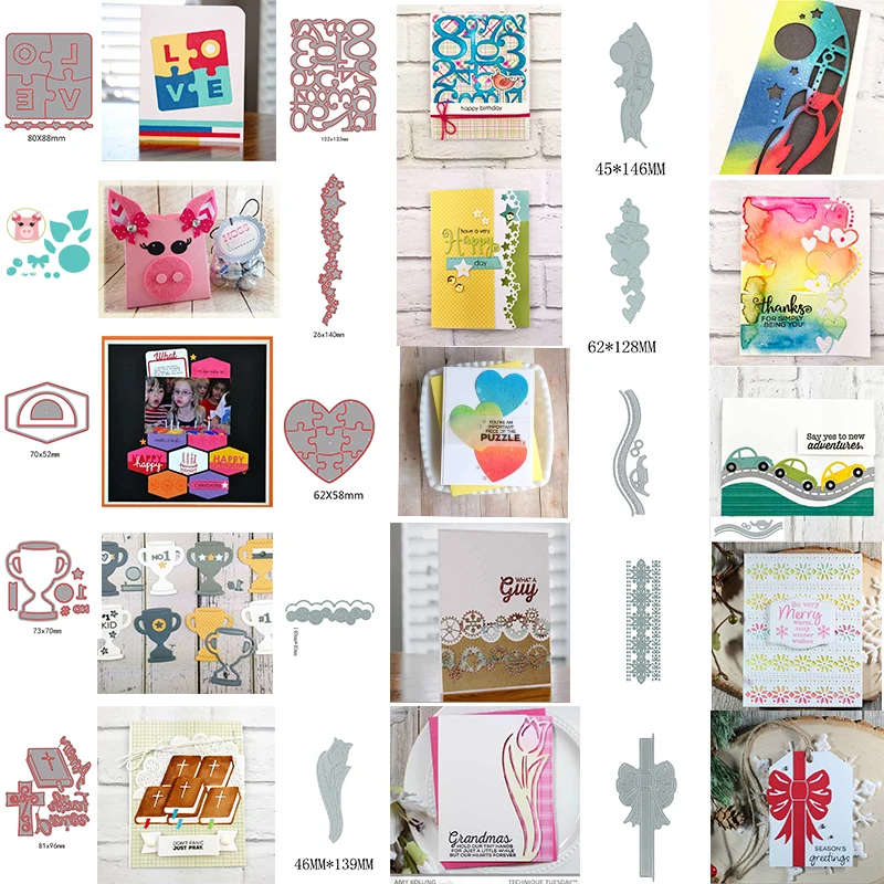 

Heart Cutting Dies Piggy Car Track Book Tulip Trophy Love Heart Shape Rocket for Diy Scrarpbooking Embossing Cards Crafts Dies