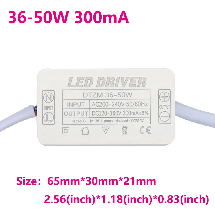 Description Picture 4 of item8-25W 18-36W 36-50W LED Lamp Driver Light Transformer Input AC175-265V with the box 300mA dust-proofor LED Spot light Bulb Chip