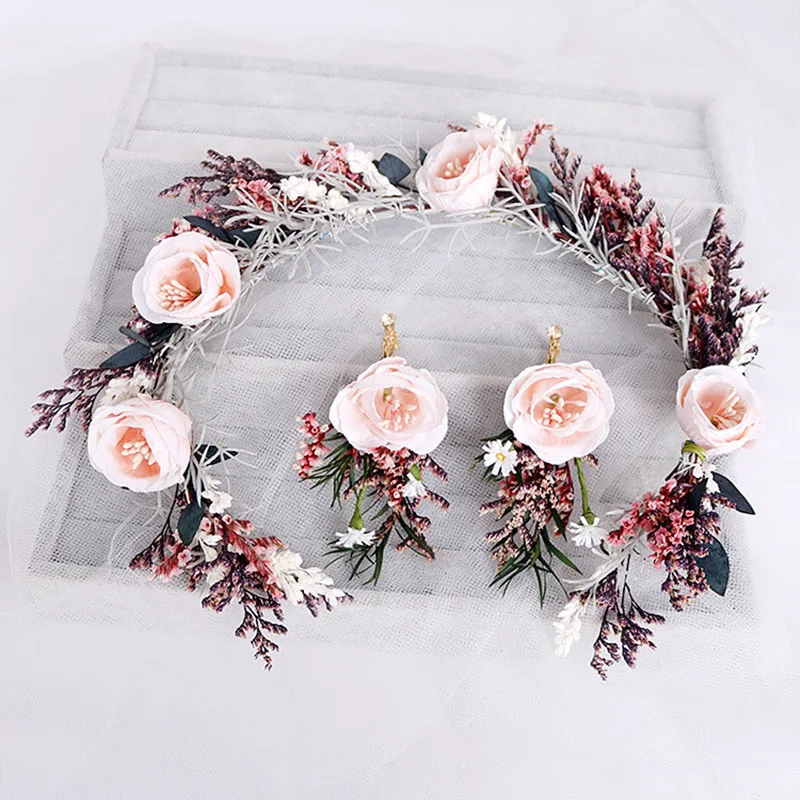 Eightree богемский цветок набор для волос для женщин Корона головная повязка вечерние свадебные заколка в виде цветка украшение для волос