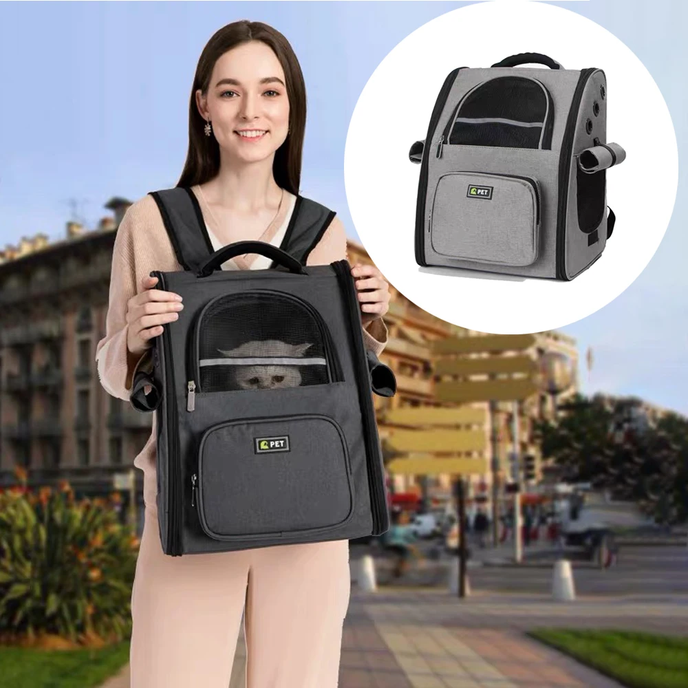 

Large Capacity Pet Travel Backpack Transport Pet Hands free Oxford Cloth Pocket Breathable& zipper Portable For Pet organizer