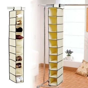 

10 Pockets Closet Organizer Wardrobe Clothes Hanging Storage Cabinet Organizer Storage Fabric Home Shoe Storage Rack Shelf