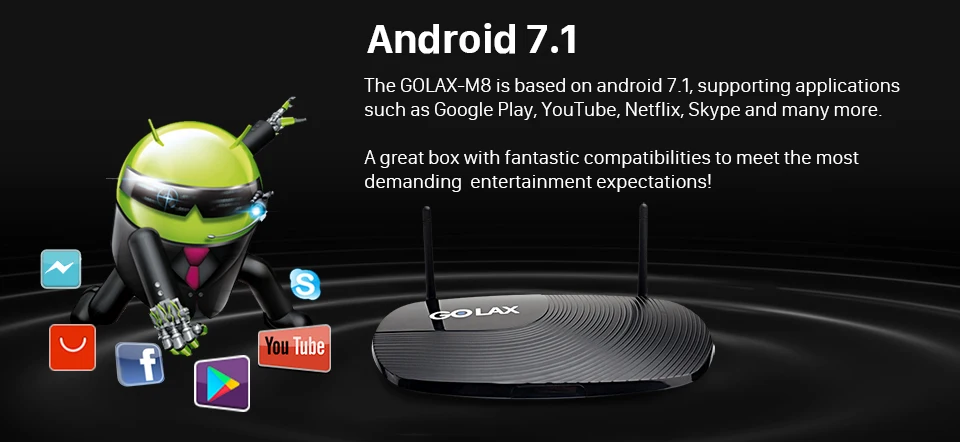 Golax M8 4K Android Tv Box Amlogic S905W четырехъядерный 1 ГБ ОЗУ 8 Гб ПЗУ 2,4G Wifi 100M Lan медиаплеер Android 7,1 Smart Tv BOX