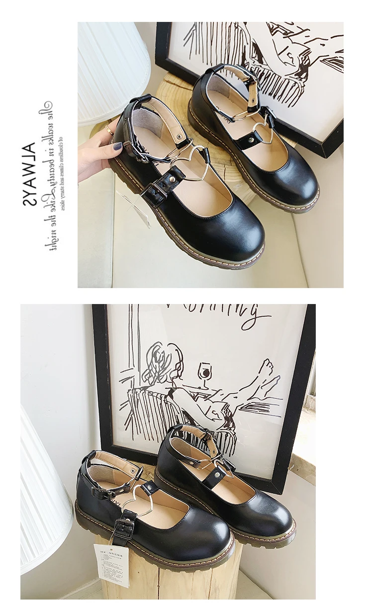 Стиль японского колледжа в винтажном стиле; милые туфли в стиле «Лолита» круглый носок на низком каблуке Женская обувь с милой пряжкой обувь kawaii для девочек; костюм для костюмированной вечеринки