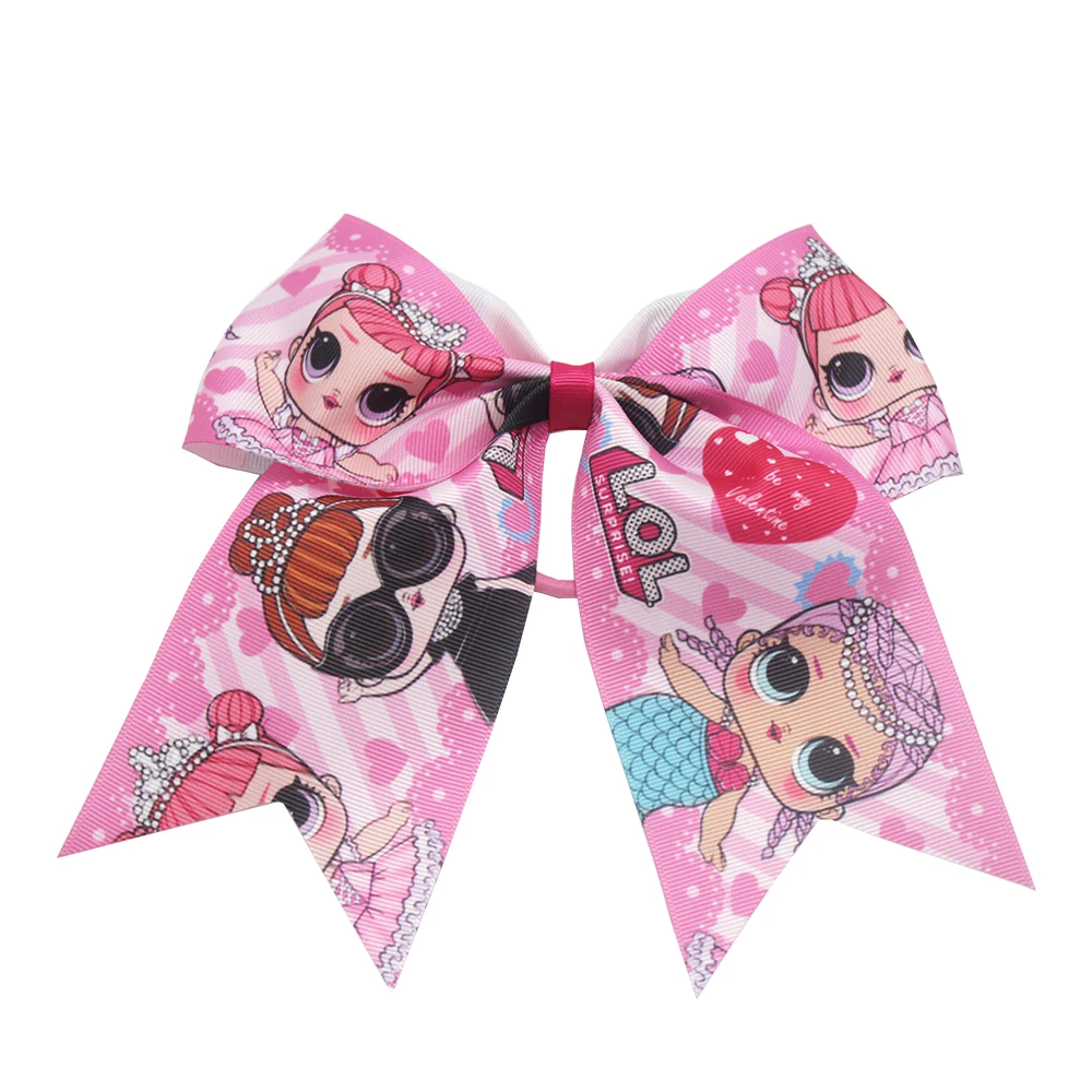 NEW 7 inch cute cartoon printing ribbon bow hair Lovely baby elastic hair bands scarf handmade DIY hair accessories 3