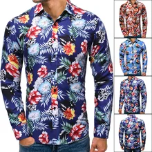 Мужская рубашка с длинными рукавами и цветочным принтом, кардиган для отдыха Cs57