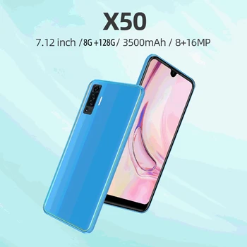 

7.12 inch X50 Mobile Phones network Free Shipping 8GB RAM 256GB ROM Octa Core 4 Camera Snapdragon 855 2020 smart phone wholesale