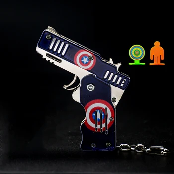

New Folding Rubber Band Gun Stainless Steel Launcher Hand Pistol Guns Six Bursts For Key Chain Shooting Toy Boys Birthday Gift