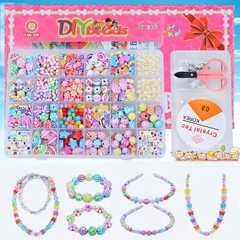 

24 Girds Girls DIY Toys Art Craft Educational Brinquedo Handmade Necklace Building Kit Make Up Intelligence Birthday Gift