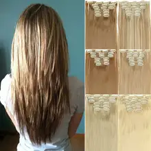 Энергичные черные коричневые длинные прямые волосы для наращивания на 16 клипсах 22 дюйма синтетические термостойкие волосы для женщин