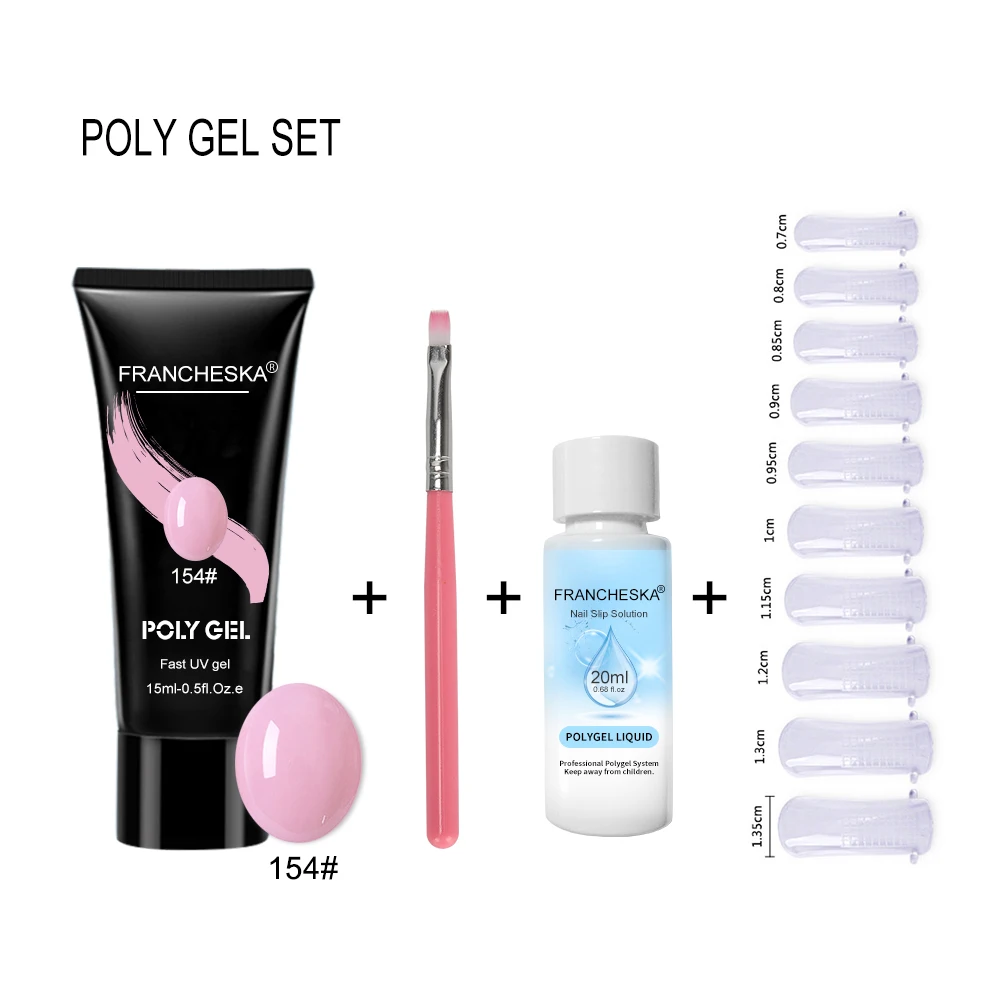 poly gel kit 154 Набор гель для наращивания ногтей УФ-гель-щетка для быстрого строительства желе акриловый полигель Набор 15 мл lakiery hybrydowe paznokcie oje - Цвет: poly gel kit 154