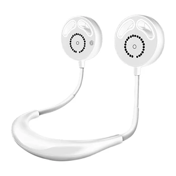 

Portable Hand Free Fan Dual Head Three Speed Neck Hanging Leafless Fan Air Cooling Rechargeable for Office Home Outdoor