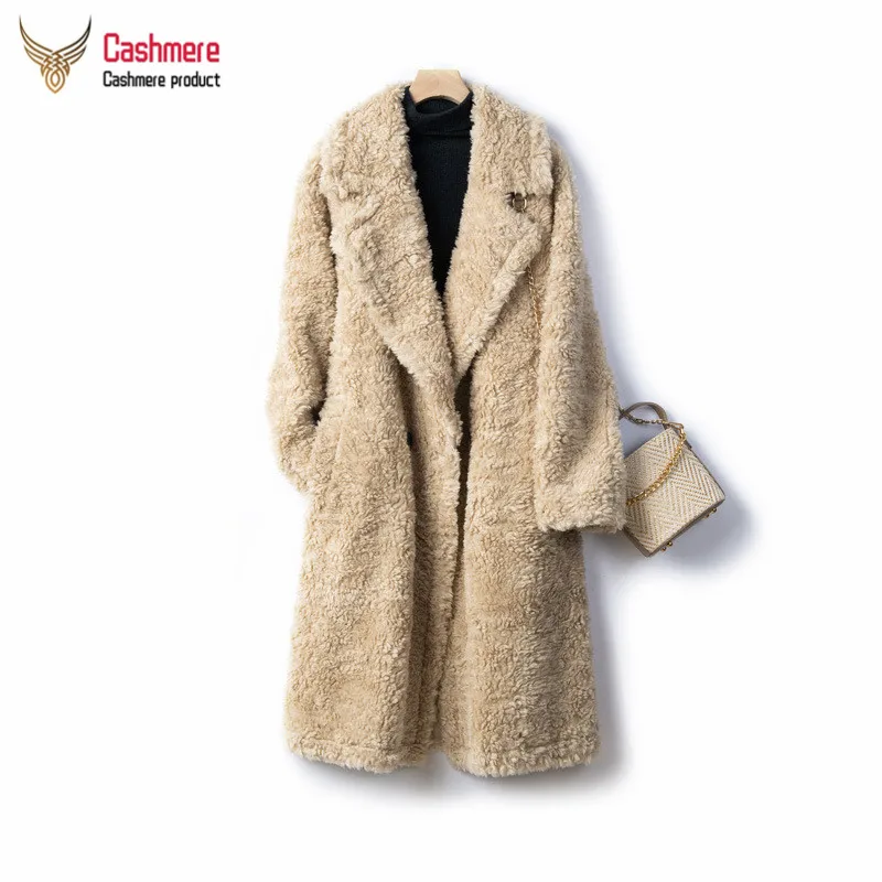 beige Женское пальто из овечьей шерсти, Женское шерстяное пальто, Осеннее зимнее шерстяное пальто, женское толстое элегантное модное пальто для женщин - Цвет: beige