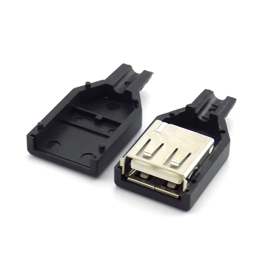 1 шт. 10 usb разъем типа A 4 контактный черная пластиковая крышка тип припоя DIY