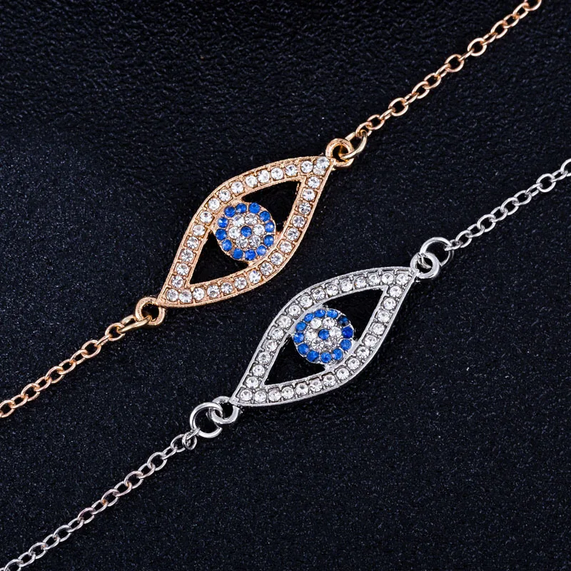 Браслет цепочка Серебряного и золотого цвета с голубым глазом|chain bracelet|lucky eyebracelet