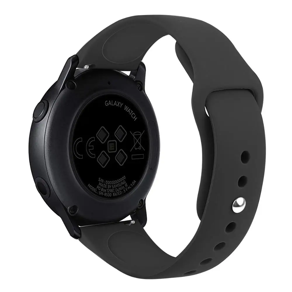 20 мм силиконовые ремешки для часов samsung Galaxy Watch 42 мм браслет умный спортивный ремешок для samsung Galaxy Watch Active 2 ремешок для часов - Цвет ремешка: Черный