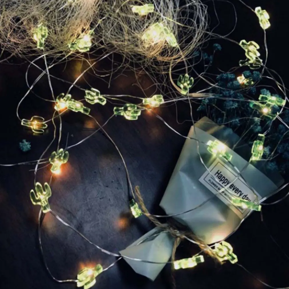 

20 Led String Lights Christmas Decoration Pineapple Flamingo Green Cactus Transparent Cactus Snowflake Shape Thumb Fairy Light