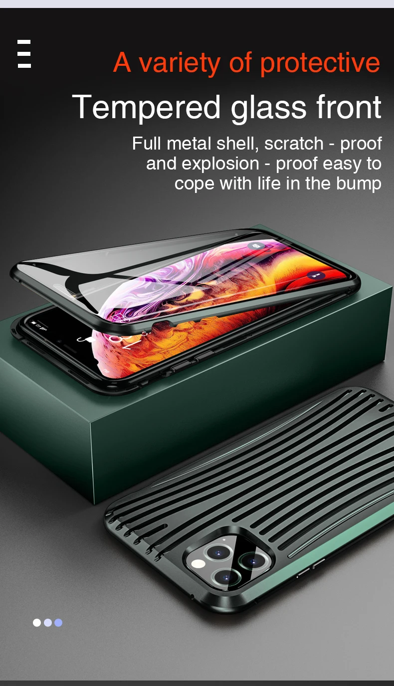 360 Защитный Магнитный чехол для телефона для iPhone 11 Pro Max 7 8 Plus X XS XR XSMax двусторонний чехол из закаленного стекла металлический чехол для костюма