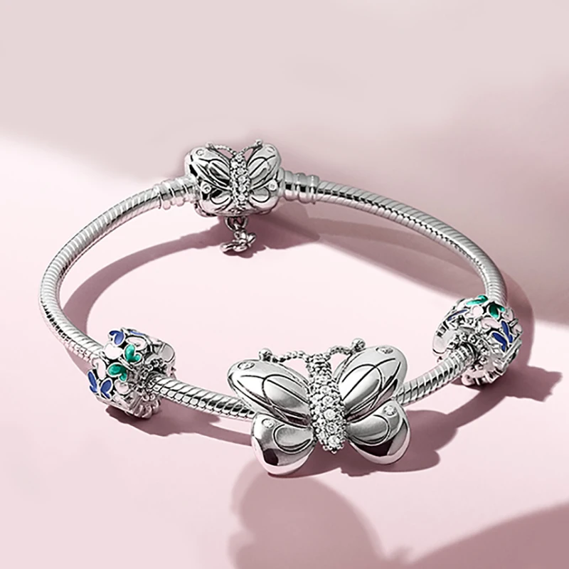 KAAOER ювелирные изделия 925 пробы серебро 11 pandoras серия сад серебро муха бабочка Красочный Простой шикарный женский браслет