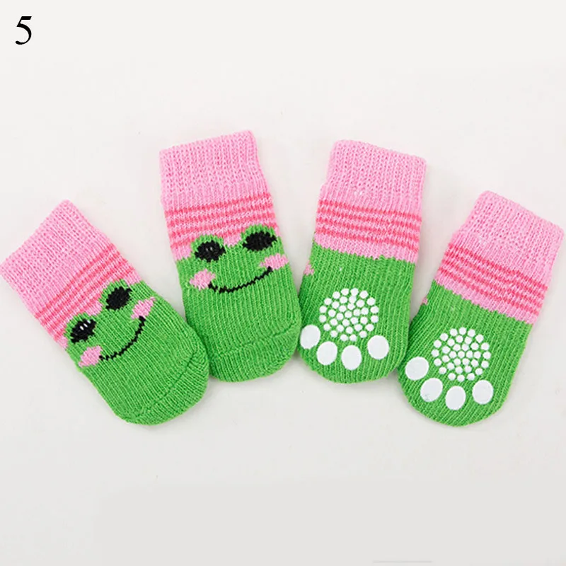 4Pcs Warm Puppy Dog Socks Pet Knits Socks Cute Cartoon Anti Slip Socks For Small Dogs Soft Acrylic Pet Shoes Pet Supplies