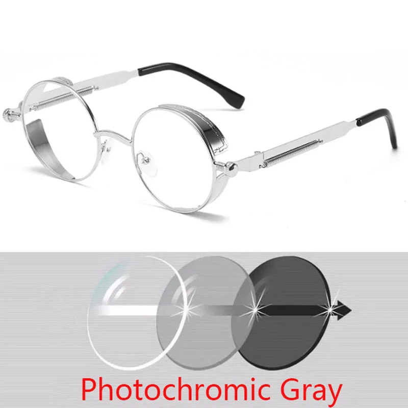 Round Metal Myopia Glasses Gothic Steampunk Vintage Shield Eyewear Shades Prescription 0 -0.5 -0.75 -1.0 -2.0 -3.0 To -6.0 6