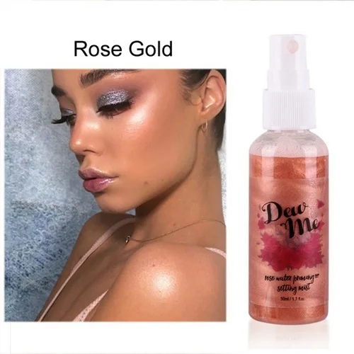 rose gold. Бронзатор жидкий хайлайтер установка спрей освещающий блеск для лица Длительное яркое свечение розовое золото изюминка дропшиппинг - Цвет: rose gold.