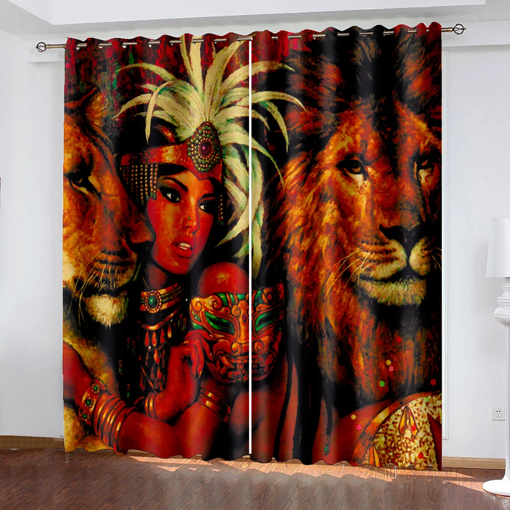 

Vintage Blackout/Backdrop Curtain Bohemian Bedroom Darkening Window Curtain Living Room Retro Drapes Decor(2Panels)カーテンCotinas