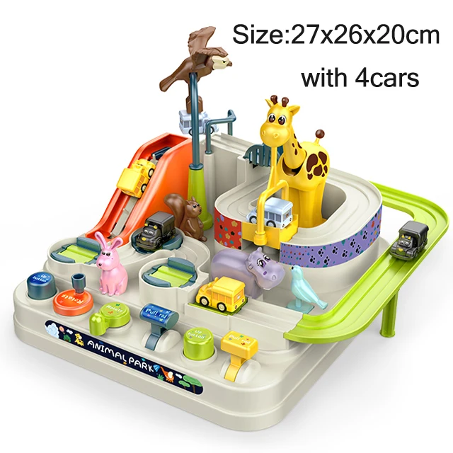 Electric Track Parking Building Car Toy Racing Rail Car Train Track Toy for Children Gifts Mechanical Adventure Brain Table Game C-4 random cars