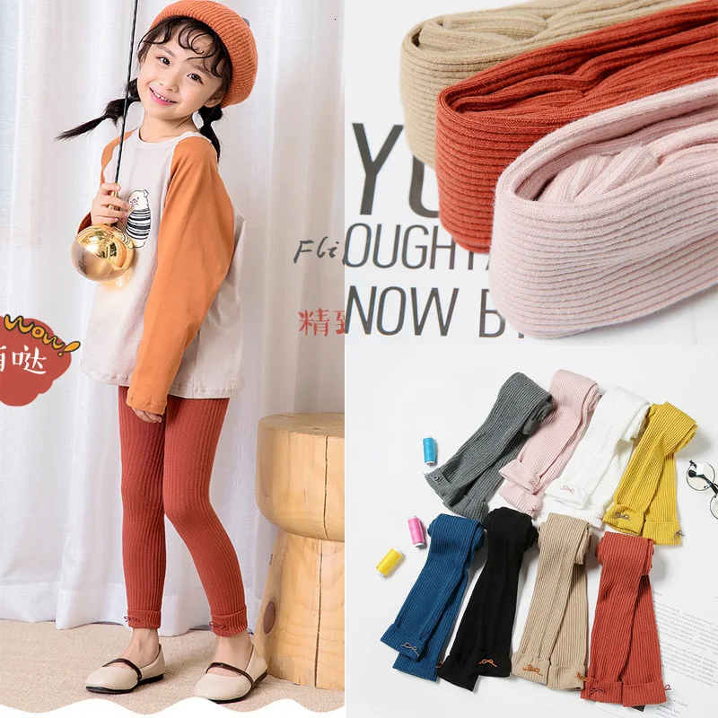 

3packs/lot 2019 ChildrenGirls Bow Solid color kids leggings Autumn Cotton Knitting The Children's Trousers For Girls Age 3-12T