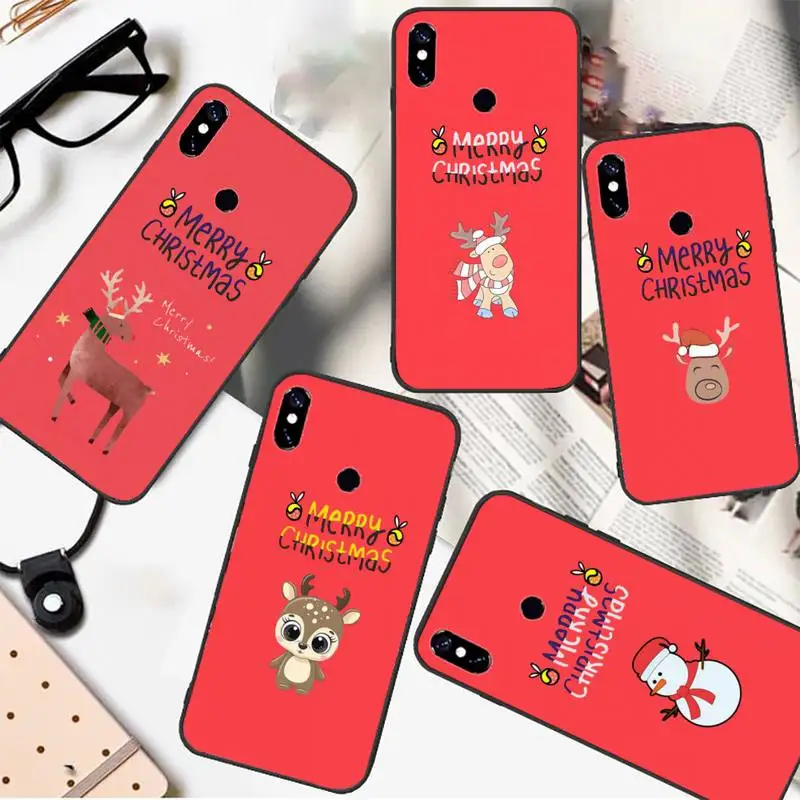 

Cute cartoon merry christmas elk fox Phone Case For Xiaomi Redmi 9 8 9t a3Pro 9se k20 mi8 max3 lite 9 note 9s 10 pro